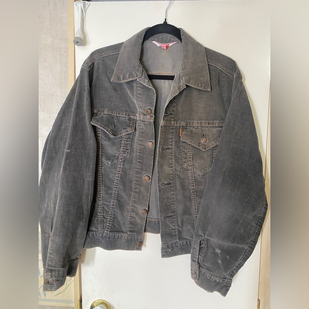 Vintage Corduroy Trucker Jacket in grey size 42